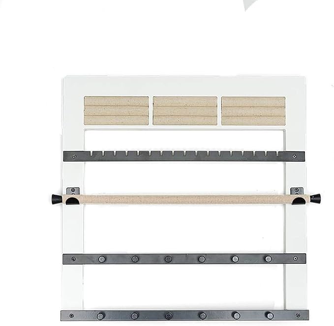 Hives and Honey Tori Wall Hanging Jewelry Rack – Wall-Mounted Organizer with Ring Rolls, Earring Slots, Bracelet Bar & Necklace Hooks, Anti-Tarnish Linen, White