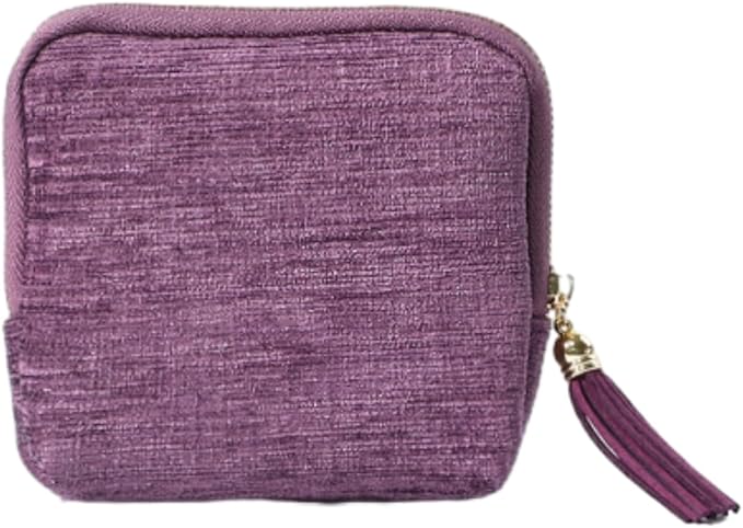 Jewelry Zippered Pocket Case Travel Jewelry Bag Portable Organizer, Dustproof Storage Bag with Tassels and Zipper (Dark Purple)