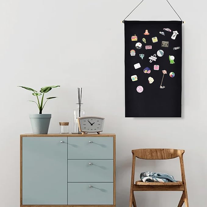 43×30CM Black Rectangle Canvas Pin Display Banners Brooches Wall Hanging Organizer for Badges Jewelry Collections