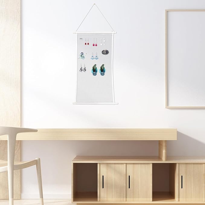 iplusmile Hanging Earring Organizer Rack Wall Mounted Mesh Jewelry Holder with 17 Hooks for Earrings Storage and Display Home Accessory Organizer
