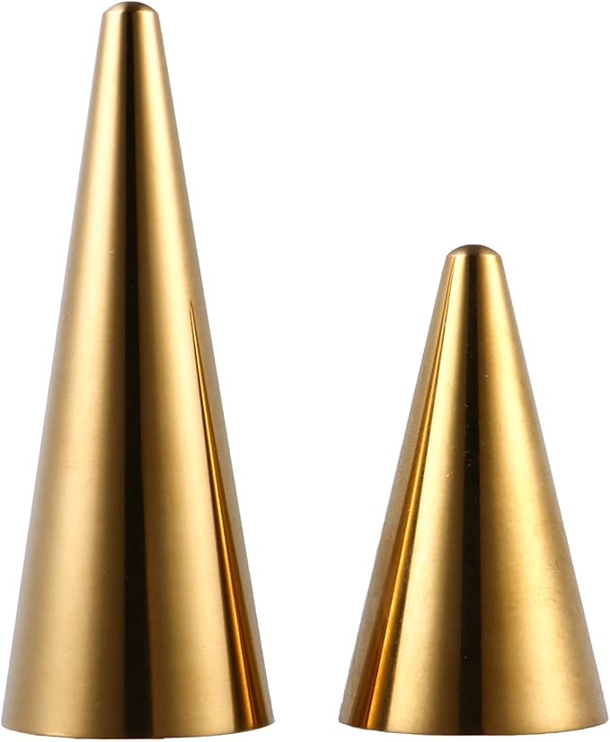 Cabilock Ring Cone Stand and Jewelry Ring Holder 2pcs Set Large and Small Metal Cone Rack and Display Home Accessory Organizer for Jewelry Collection