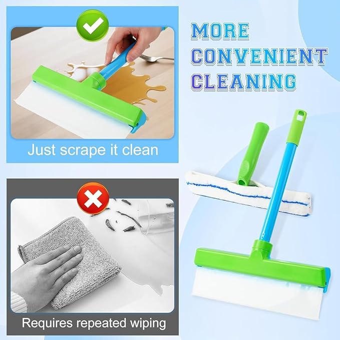 Aqua Blade 3-in-1 Window Cleaning Tool with Raznave Squeegee, Rotatable Rubber Blade, and Microfiber Scrubber – Streak-Free Glass and Mirror Cleaner