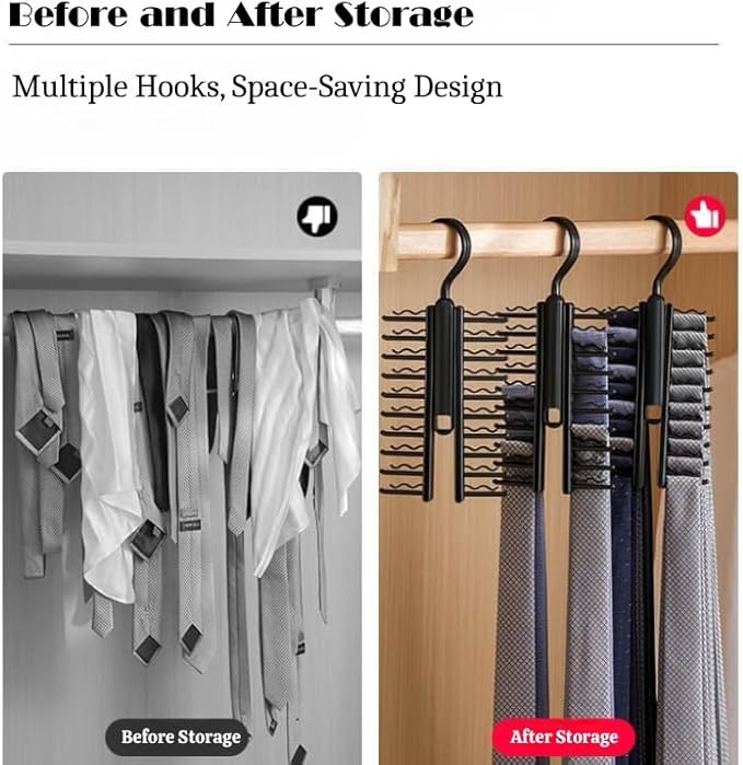 20-Hook Tie and Belt Organizer Rack – Rotating Closet Hanger for Ties, Belts, Scarves – Space-Saving Multi-Functional Closet Storage Rack for Home Use