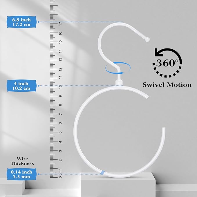 4 Pack Belt Hangers for Closet Rotatable Belt Ring Hook Tie Rack Holders Closet Hanger Organizer for Ties Scarves Baseball Cap Wardrobe Accessory Storage(White)