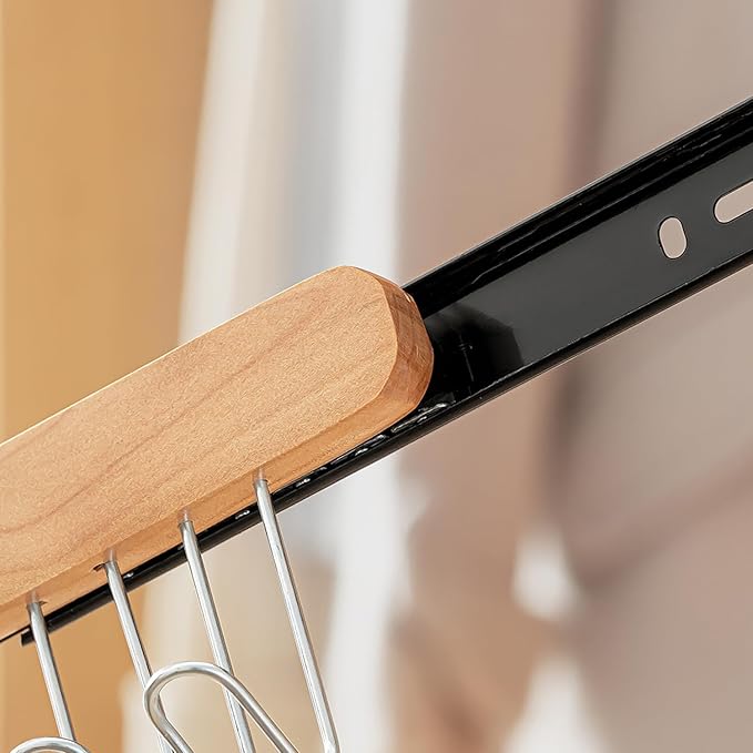 Pull Out Belt Rack for Closet, Sliding Hooks Hanger Rack for Bras Ties Tank Top Scarf Jewelry, Space Saving Organizr for Wardrobe Cabinet, Right Side 8 Hooks Rail, 2 Pcs