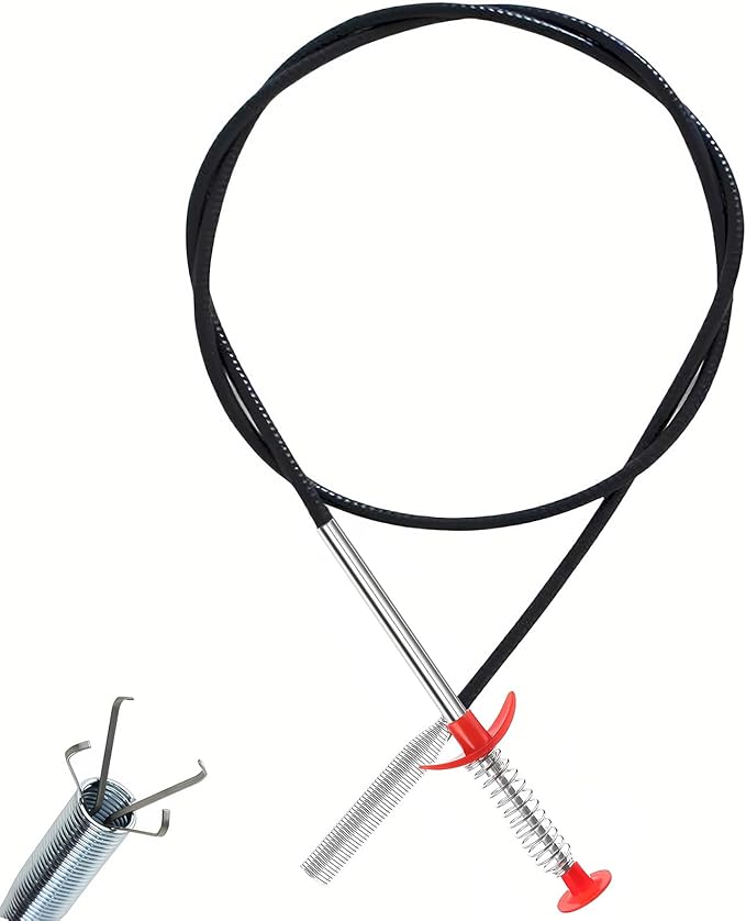 Drain Snake, Drain Clog Remover - Gutter Cleaning Tools Drain Cleaner for Toilet Sewer Shower Kitchen Bathroom Tub Clogged Drains Opener Cleaning Tool, Flexible Grabber Claw Pick Up Reacher (63 inch)