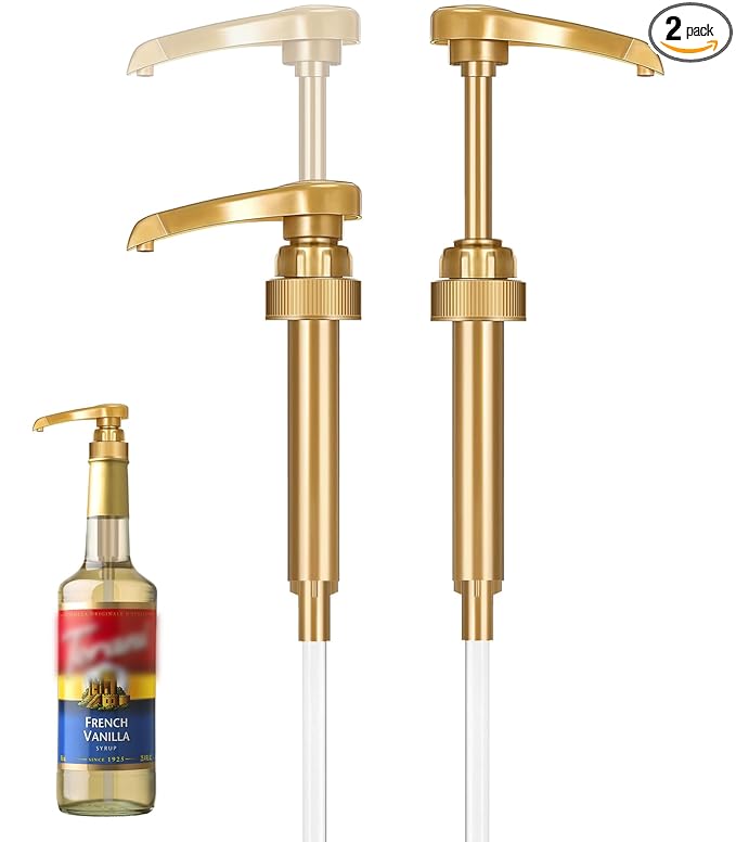 2-Pack Gold Syrup Pumps – Fits 750ml Coffee Syrup Bottles