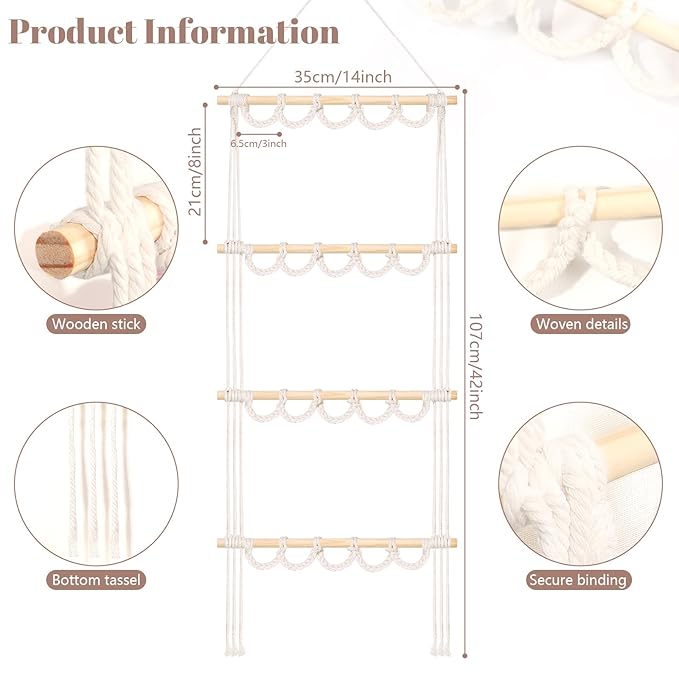Headband Holder Organizer for Girl,Macrame Hanging Hairband Storage for Women,Boho Hair Hoop Display Hair Accessories Organizer Bedroom College Dorm Decor