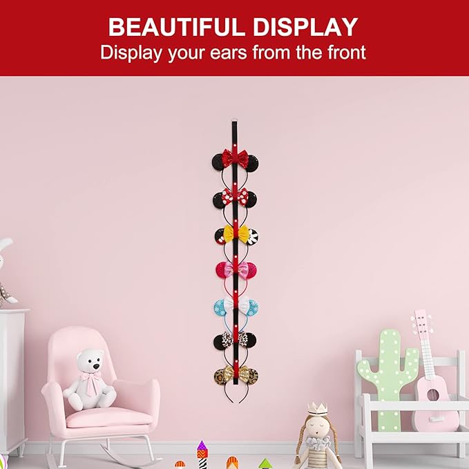 2Pcs Mouse Ears Headband Holder Hanging Wall Display Decor Bow Headpiece Hair Accessories Hanger Organizer