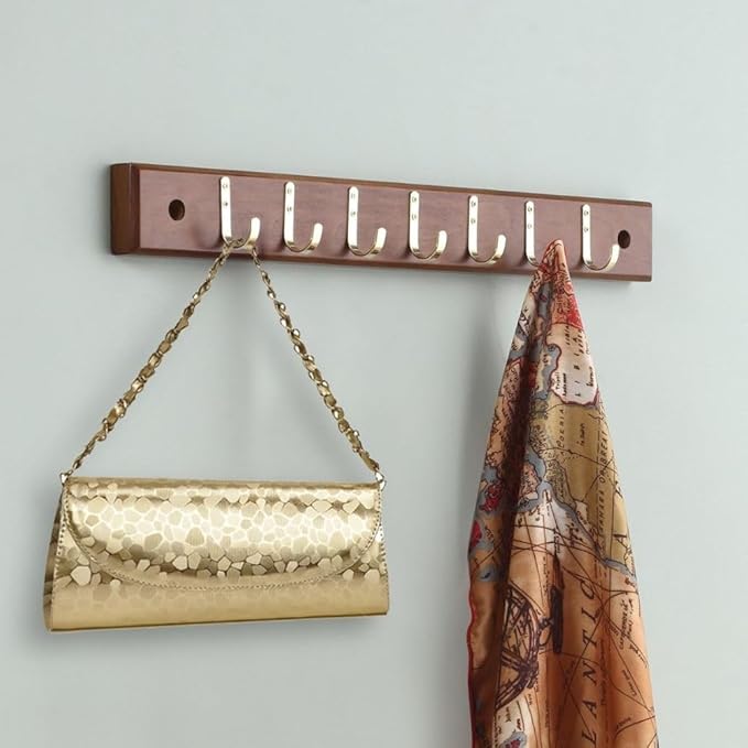 Walnut Wood Belt and Tie Hanger Non-Slip Hooks Space-Saving Closet Organizer for Ties Belts Scarves Accessories Durable Swivel Hook Wardrobe Storage Rack for Home Office Organization