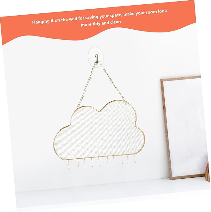 SAFIGLE Cloud Shape Jewelry Organizer Wall Mounted Iron Mesh Necklace and Earring Display Rack Stylish Hanging Jewelry Holder for Women Versatile Accessory Storage