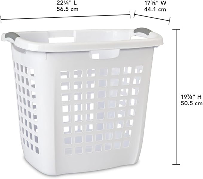 Sterilite Ultra Easy Carry Laundry Hamper, Comfort Handles to Easily Carry Clothes Between the Bedroom and Laundry Room, Plastic, White, 8-Pack