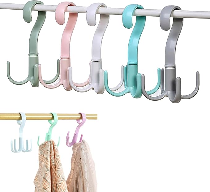 Rotatable 4 Claw Hanger, 8 Pcs Thickened Strong Load Storage Hook for Bra Tank Top Scarf Hat in Closet Organizer