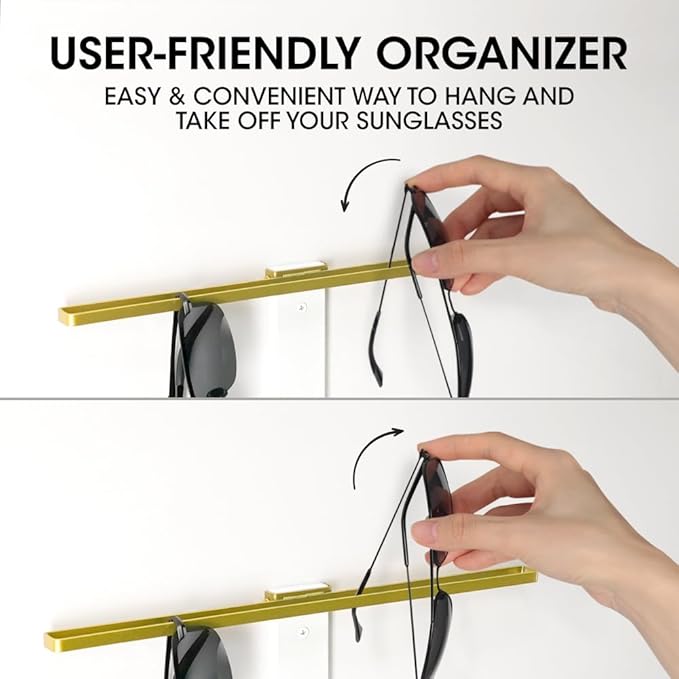 J JACKCUBE DESIGN Sunglasses Storage Organizer Wall 3 Tier Eyewear Display Storage Hanging Rack Modern Simple Eyeglasses Display Holder for Entryway Living Room Bedroom- MK1305A