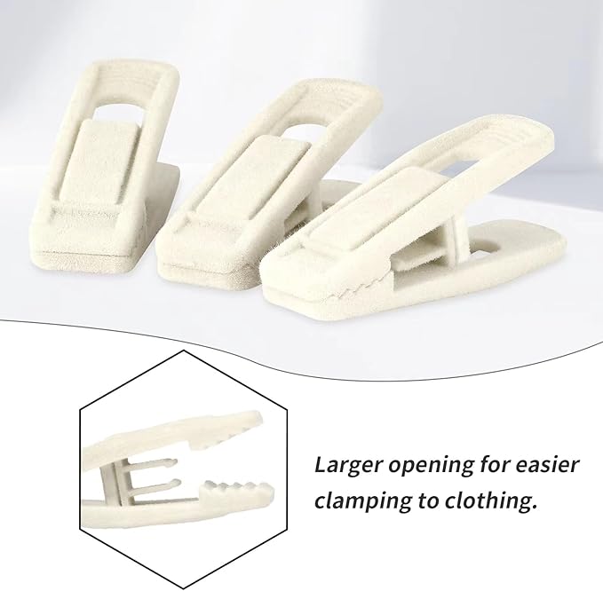 Tinfol Velvet Hanger Clips 80Pack, Ivory Pants Velvet Clips, Clothes Pin Hanger Clip, Strong Finger Flocked Clip Perfect for Slim-line Clothes Velvet Hangers