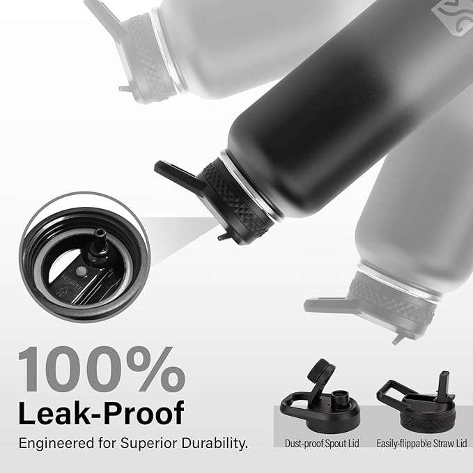 Insulated Water Bottle | Thickened Stainless Steel Vacuum Metal Portable Sports Water Jug for Gym and Hiking with Straw, Carrier Bag, Handle Strap | BPA-Free 40 oz