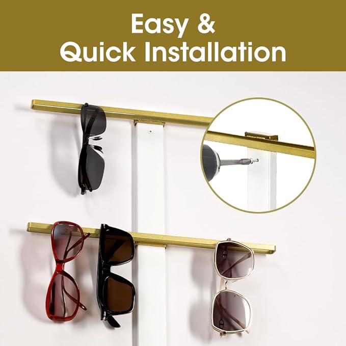 J JACKCUBE DESIGN Sunglasses Storage Organizer Wall 3 Tier Eyewear Display Storage Hanging Rack Modern Simple Eyeglasses Display Holder for Entryway Living Room Bedroom- MK1305A