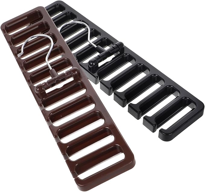 2pcs Belt and Tie Organizer Rack Hanger for Closet Storage, Foldable Multi-Functional Belt Hooks with Scarf Holder, Space-Saving Accessory Organizer for Home and Travel, Black