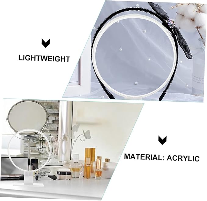 2pcs Acrylic Headband Holder Stands Stylish Round Shape Hairband Display Racks for Women for Home and Boutique Use Lightweight and Portable Organizer for Hair Accessories