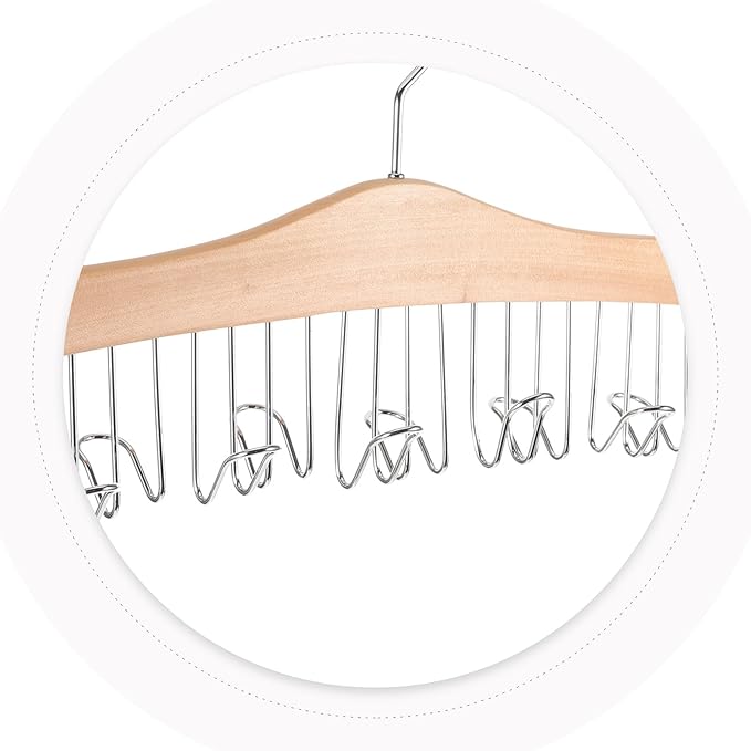 Multi-Functional Solid Material Strap Hanger Anti-Slip Round Hooks, Closet Strap Organizer and Accessory Rack for Women’s Scarves, Hats, and Ties Storage