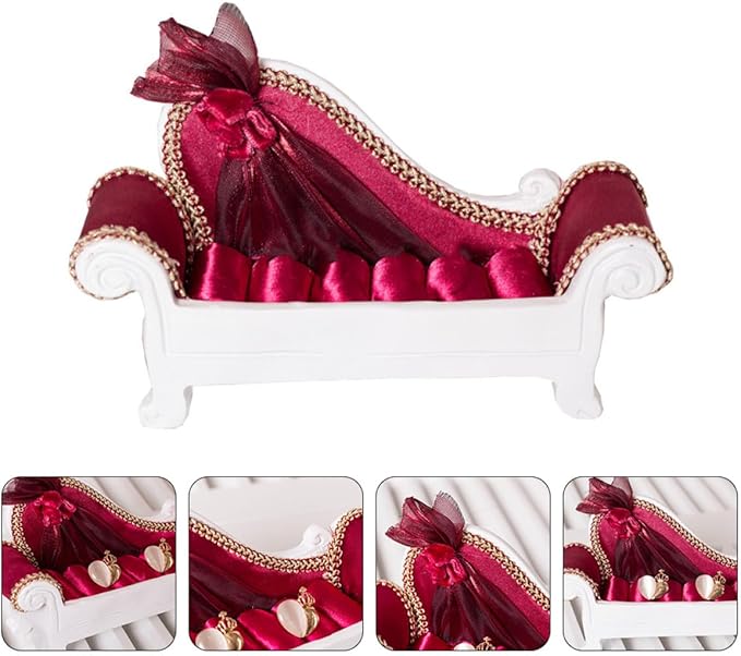 Sofa Shape Jewelry Organizer Rack Ear Stand Rings Holder in Wine Red, Jewelry Display Stand for Earrings and Rings Storage, Home Accessory Organizer for Bedroom and Vanity