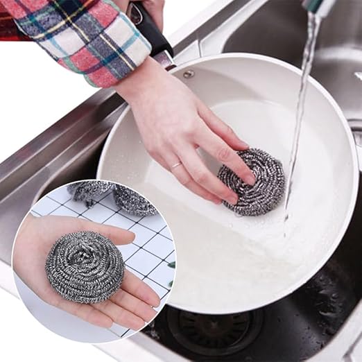 6 Pack Stainless Steel Wool Scrubber, Scrubbing Scouring Pad, Steel Wool Scrubber for Kitchens, Bathroom and More