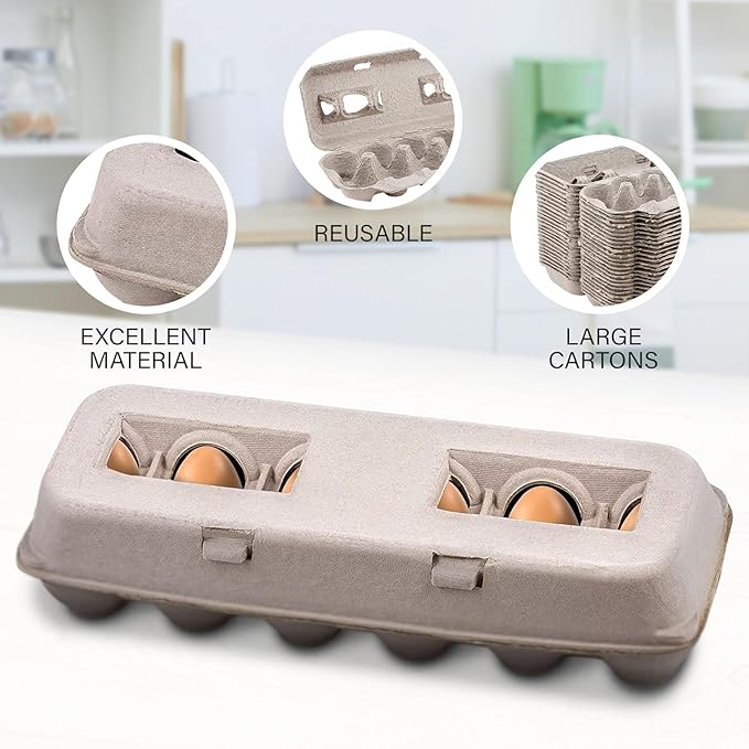 MT Products Blank Natural Pulp Egg Cartons Bulk - Made in USA - Holds Up to Twelve Eggs - 1 Dozen - Cardboard Material Perfect For Storing Extra Eggs (Pack of 5)
