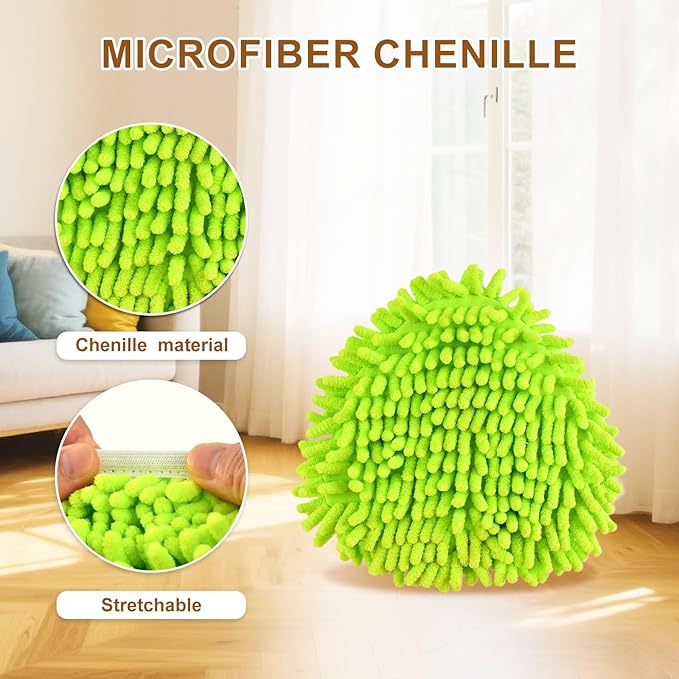6 Pack Mop Heads Replacement for Ocedar EasyWring 1 Tank Spin Mop System,Include 2 Microfiber Spin Mops Replace Head&2 Chennile Mops Head Machine Washable with Scrubber Mopp Head and Base for Cleaning