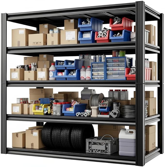 Industrial Storage Rack,Heavy-Duty Steel Shelving Unit,Multi-Purpose Garage Organization System Black 72" H x 35" W x 15.5" D 5-Tier