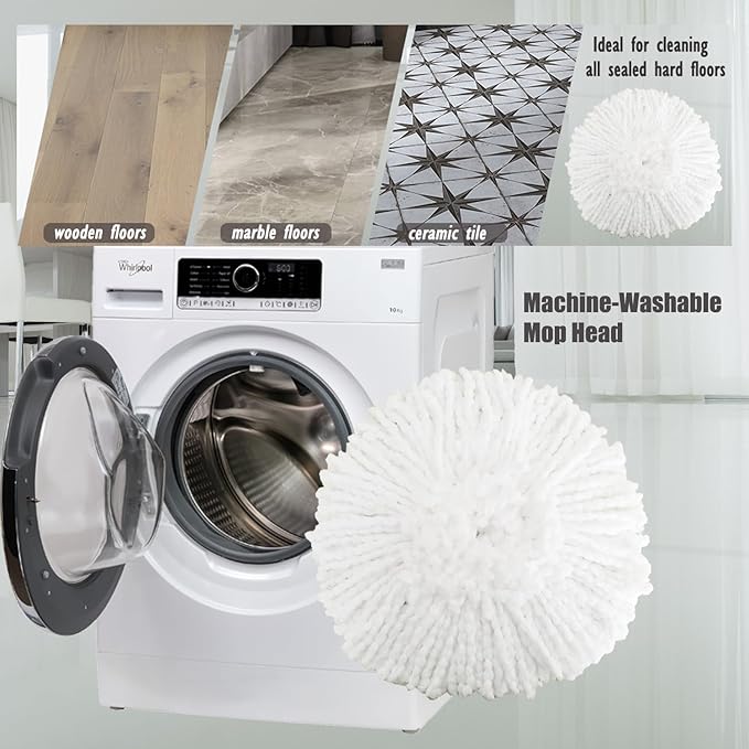 5 Pack Spin Mop Replacement Heads Mop Refills Microfiber Mop Replace Heads Safe for All Hard-surfaced Floors