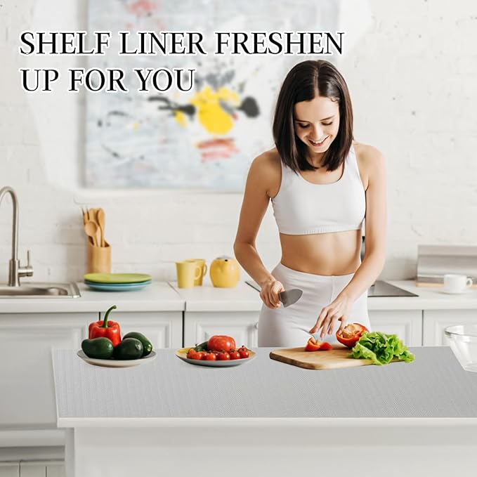 Beautysaid Shelf and Drawer Liner for Kitchen Cabinet, Non Adhesive Non Slip Shelf Paper Waterproof Washable Thickened for Dresser Pantry Shelve Bathroom Protector Liner(Light Grey,12 in x 10 FT)
