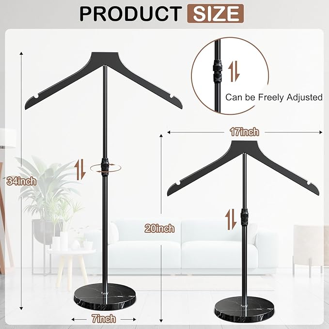 OLV 4 Pack Mannequin Torso with Marble Base, 18-34 Inch Adjustable Shirt Display Stand for Vendors Shop, More Stable High-end Dress Form Clothes Garment Rack, Jacket Coat Hanger Stand, Black