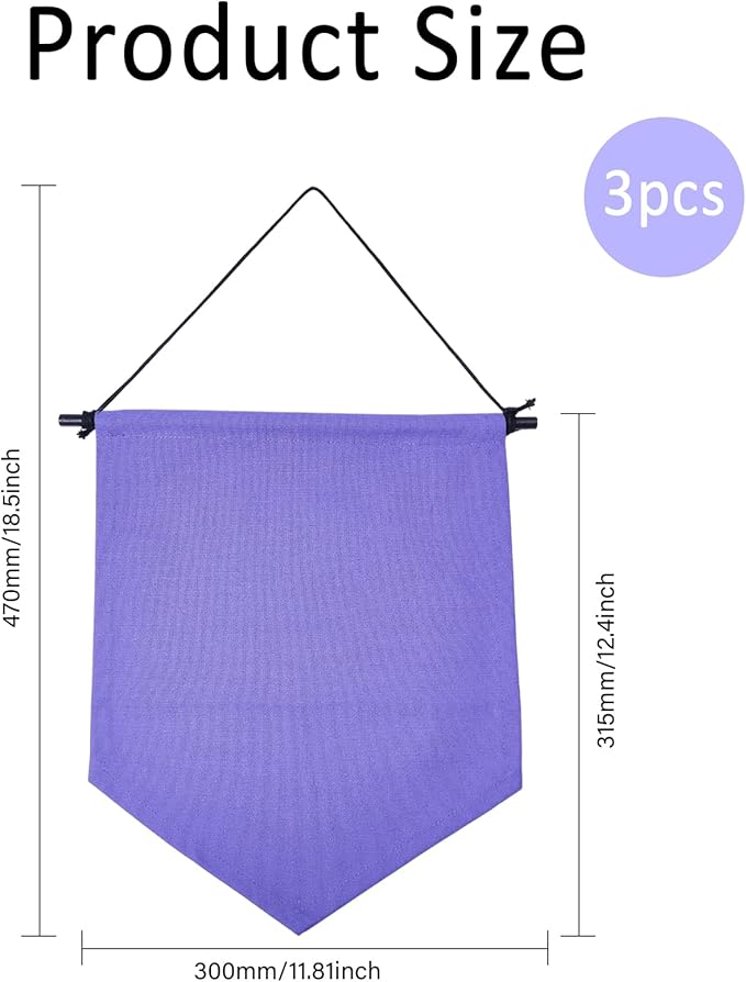 GLOBLELAND 3PCS 470x315mm/18.5x12.4inch Purple Wall Hanging Brooch Organizer Canvas Enamel Pin Display Banner Wall Hanging Pin Collection Storage Organizer for Pin Earrings Necklace