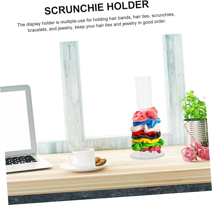 Amosfun Scrunchie Holder Stand Hair Accessories Organizer for Girls Scrunchy Display Organizer Acrylic Hair Tie Tower