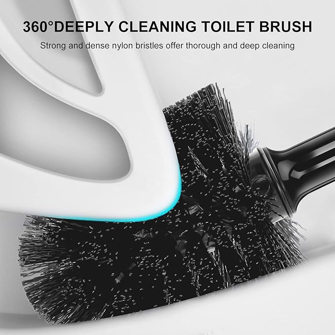 SetSail Toilet Brush and Plunger Set, 2 Packs Toilet Plungers for Bathroom Heavy Duty Toilet Bowl Brush and Holder Hidden Toilet Plunger and Brush Set for Deeply Cleaning 2 Packs - Black