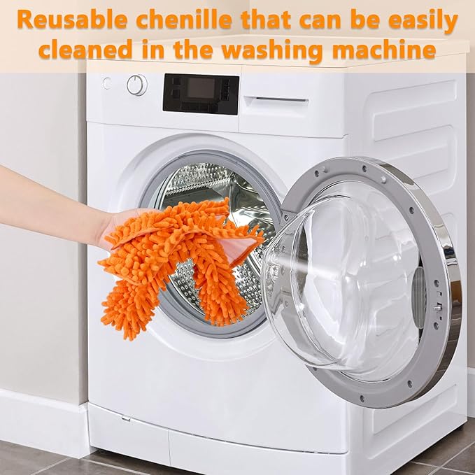 Ceiling Fan Cleaner Dusters with 72'' Extension Pole, Reusable Microfiber Pads High Ceiling Fan Blade Cleaning Tool for Baseboards, Blinds, Cobwebs