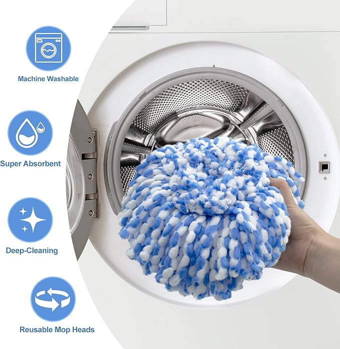 Mop Replace Head, 6 Pack Mop Heads Replacements for Oceda RinseClean 2-Tank System, Spin Mop Replacement Head, Microfiber Mop Refills, Machine Washable and Deep Cleaning (NOT for 1-Tank System)