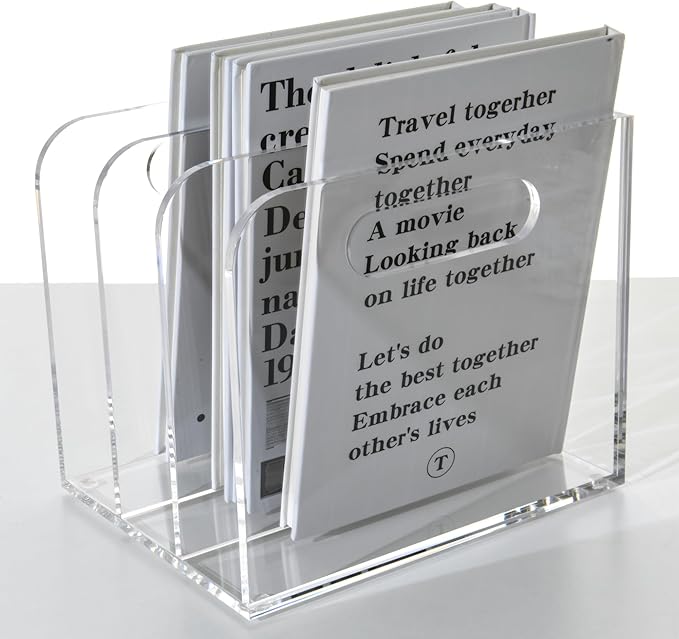 Clear Acrylic Organizers - 3 Vertical Compartments Acrylic Folder Organizer & File Organizer, Desk Document Storage Bins for Magazines, Binders - Multipurpose Home Office Desk Organizer