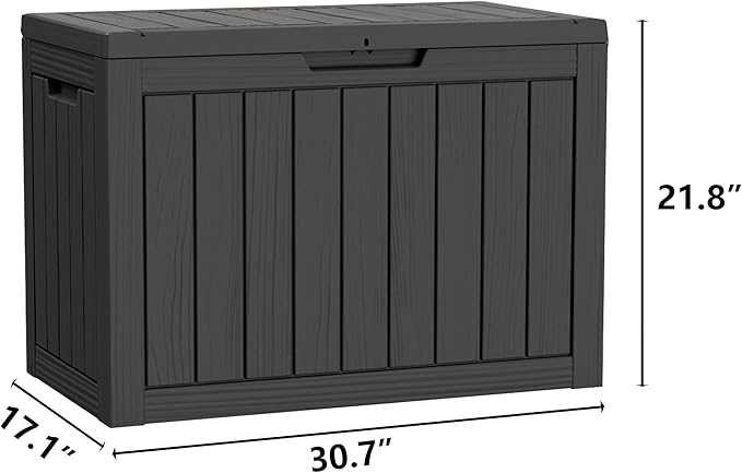 Outdoor Storage Box 45GAL Waterproof Resin Deck Box,UV-Resistant Lockable Package Delivery Bin for Garden Tools,Large Patio Outside Cushions,Pool Accessories Supplies,Chest,Furniture,Black