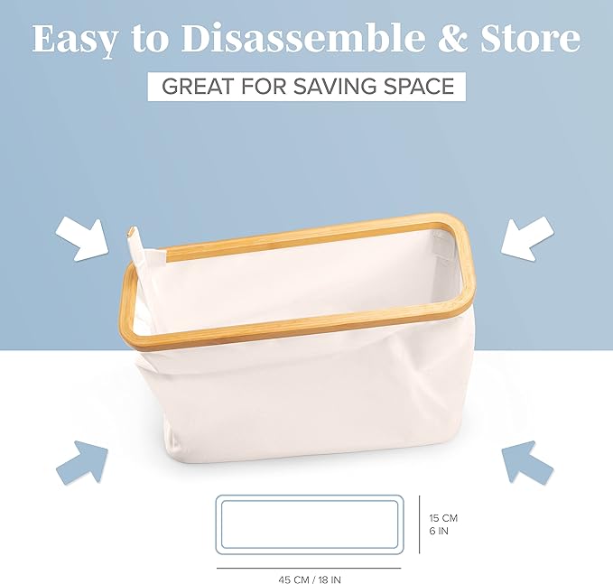 LONBET Toilet Paper Storage for 12 Rolls, Stackable & Foldable - The Ultimate Bathroom Organizer - Waterproof Basket with Bamboo Lid - Elegant Toilet Paper Storage Holder, Beige
