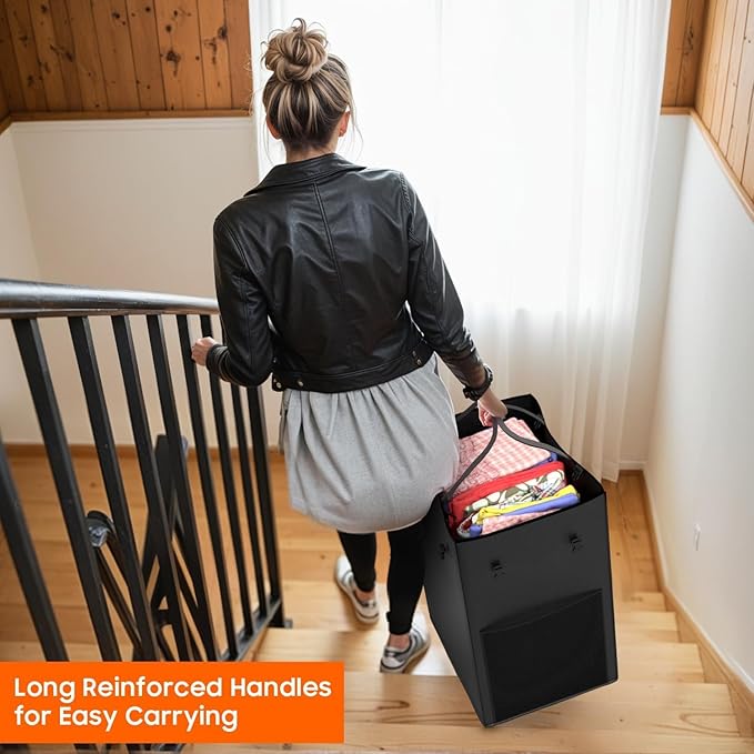 160L Laundry Hamper with Lid, Rolling Laundry Basket with Wheels, Large & Tall Dirty Clothes Hamper with Metal Frame and Removable Bag for Bedroom Aesthetic, Laundry Room, Bathroom, Dorm-Black