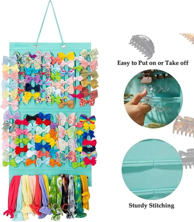 Hanging Claw Clip Organizer for Women Large Capacity Hair Bows Holder Hair Accessories Storage for Sunglasses, Hair Clips, Jewelry, Headbands, Claw Clips Organizer