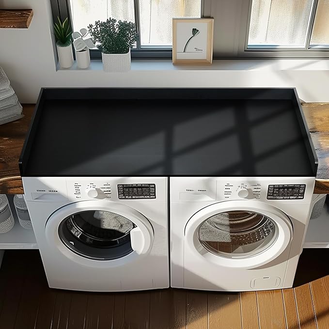 Washer Dryer Countertop, 27.5" x 54" Bamboo Washer and Dryer Countertop for Laundry Room Organization(Black)