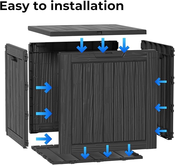 Outdoor Storage Box 30GAL Waterproof Resin Deck Box,UV-Resistant Lockable Package Delivery Bin for Garden Tools,Patio Outside Cushions,Pool Accessories Supplies,Chest,Furniture,Black