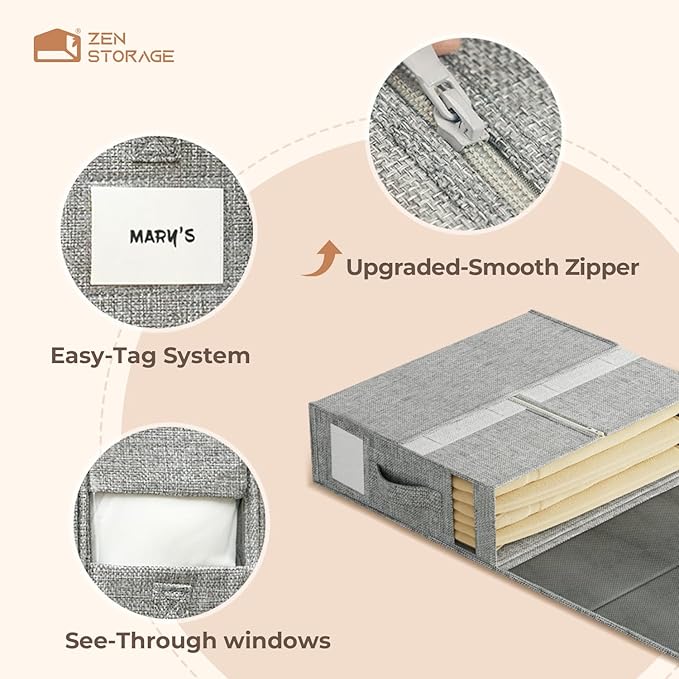 8Pack Sheet Organizers and Storage - King/Queen Size Sheet Storage Organizer with Window, Foldable & Dustproof Sheet Organizer for Linen Closet for Summer Blankets & Sheet Sets,Grey