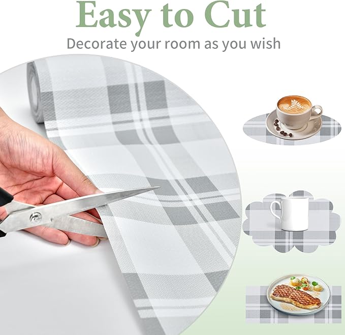 Drawer and Shelf Liner for Kitchen Cabinet: 12 in X 30 Ft Non Slip Waterproof Shelf Paper Non Adhesive Refrigerator Liners Light Grey Lattice Easy Liners for Bathroom
