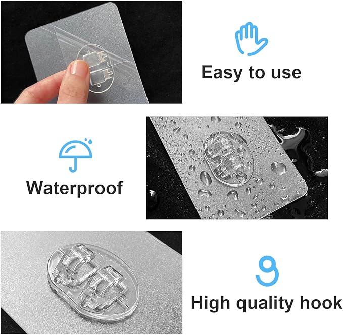 Upgraded Shower Caddy Adhesive Replacement,Strong Adhesive Hooks for Shower Caddy, Waterproof Shower Shelf Adhesive, Shower Adhesive Strips for Shower Organizer and Kitchen Racks (5 Pcs(Double Hooks))