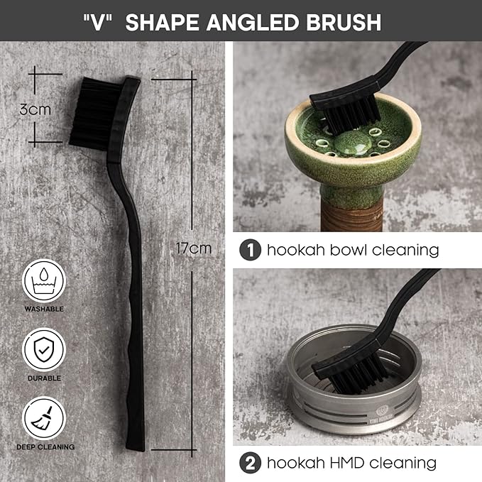 Yimi Hookah® Cleaning Kit | Flexible Drain Brush | V Shape Angled Brush | Test Tube Brushes and Micro Brush | Decanter Cleaning Beads | Flexible Bottle Scourer| Hookah Shisha Brush Set.