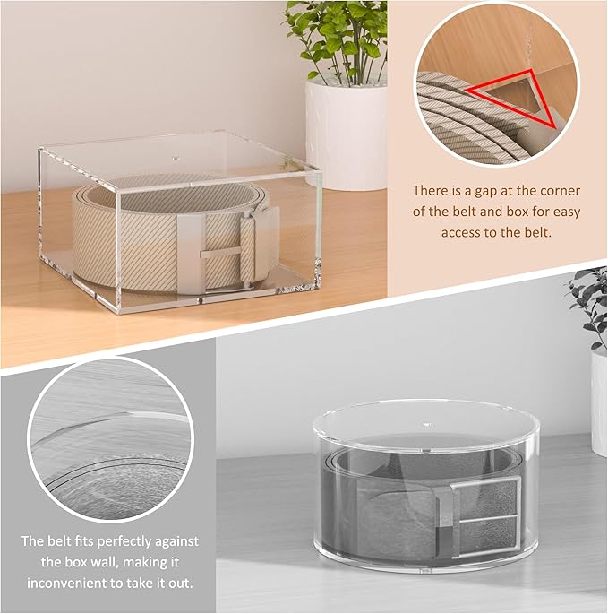 5 Layers Clear Square Acrylic Belt Organizer for Closet, Belt Holder for Accessories, Scarves, Ties, Jewelry, Bracelets-Space-Saving Storage Solution