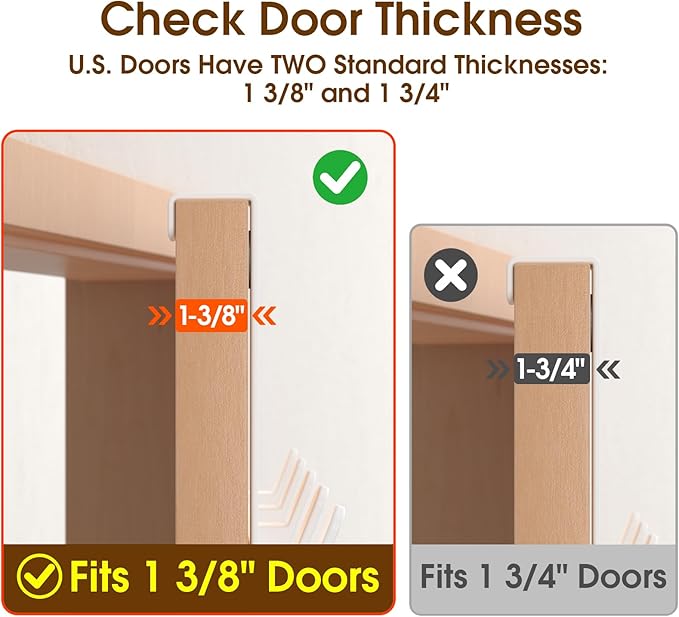 Over The Door Hooks Hanger with Extended Arms, Fits 1 3/8" Doors, L7U - Coat Rack, Bathroom Accessories and Towel Organizer Holder for Coat Robe Hat - 1 Pack, Glossy White